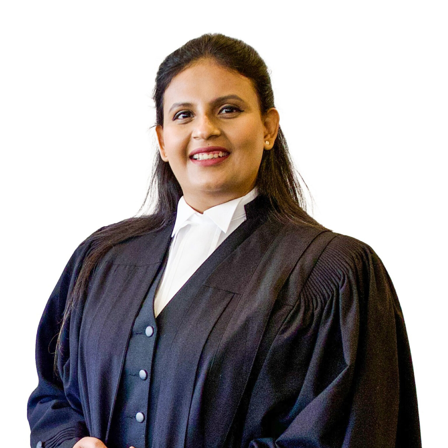Professional lawyer wearing legal robes, confidently smiling, representing Venko Law Firm’s dedication to immigration, refugee, and citizenship law services in Ottawa, Canada.